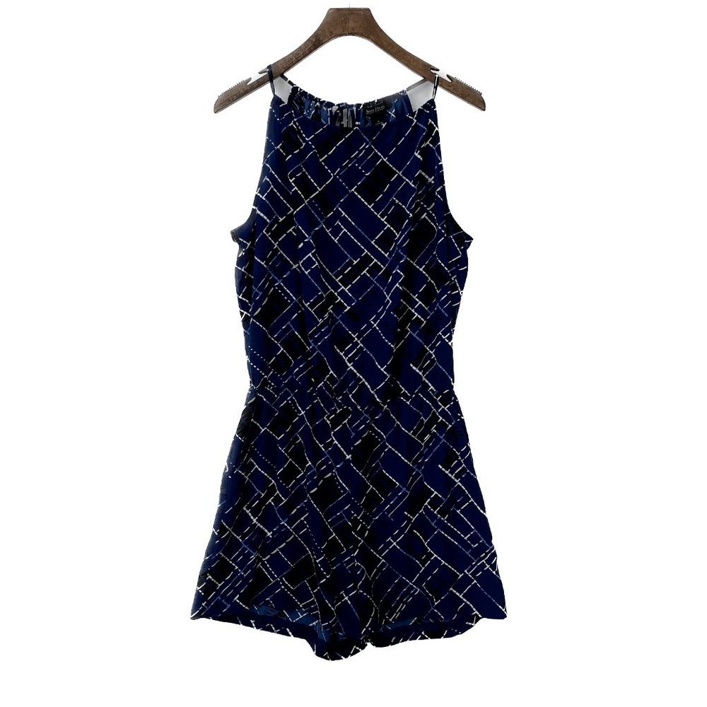White House Black Market Navy and White Geometric Jumpsuit
